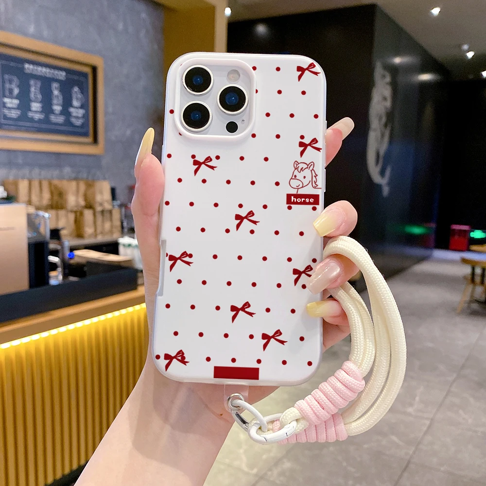 Handschlaufe Bonbonfarben Niedliche Handyhülle für Xiaomi 17 Pro Max 15T Pro 14T Pro Mi 11 Lite 5G Polka Dot Pony mit Lanyard-Hülle – Detail 1
