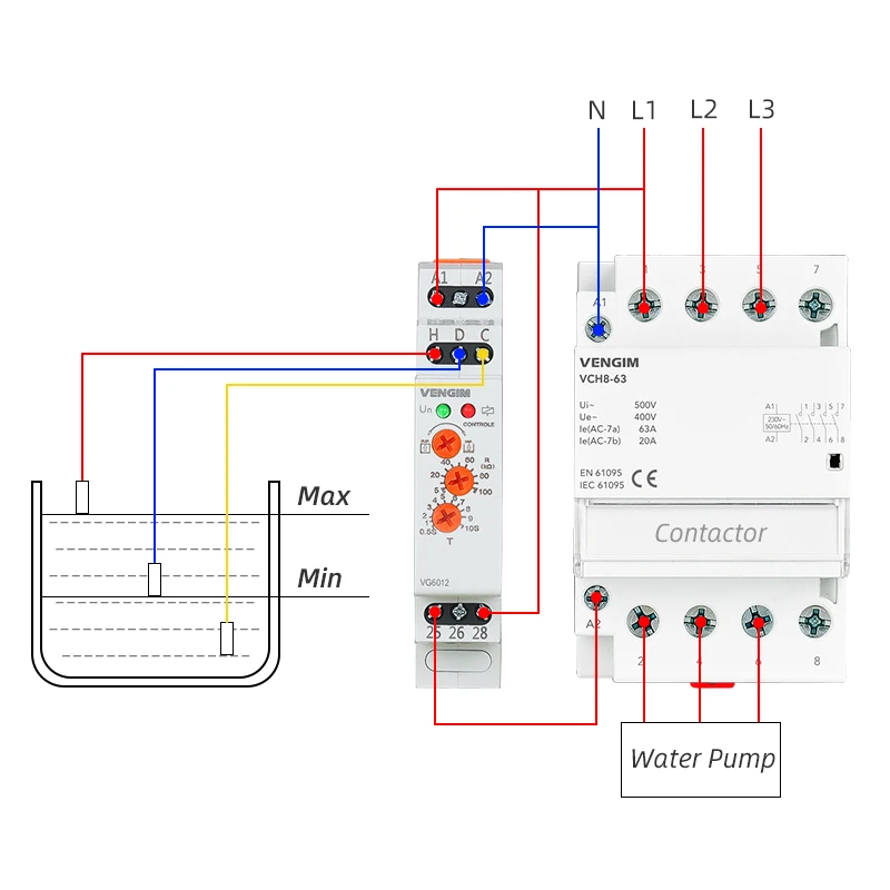 Din Rail Liquid Level Control Relay 220V 24V Water Level Controller Float Switch Water Tank Liquid Level Detecter