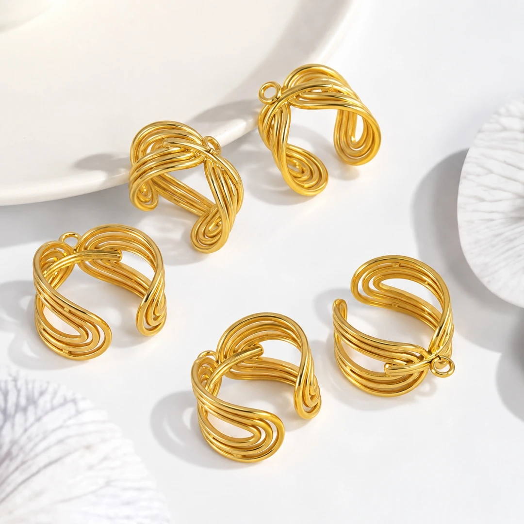 5Pcs Stainless Steel Chunky Wide Rings for DIY Jewelry Making