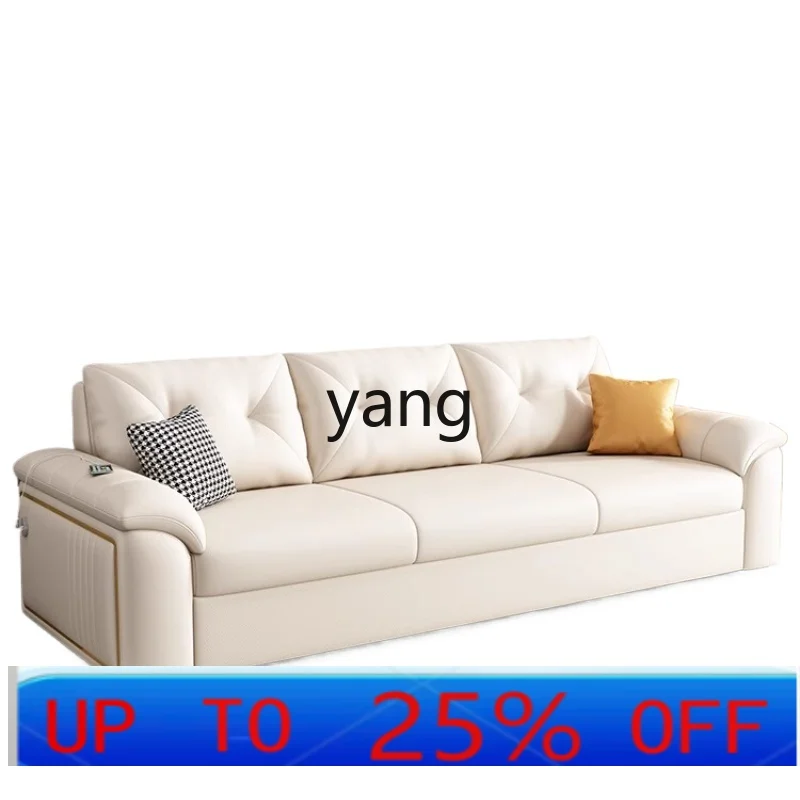 

LHH sofa bed small apartment cream wind multi-function folding dual-purpose straight row double