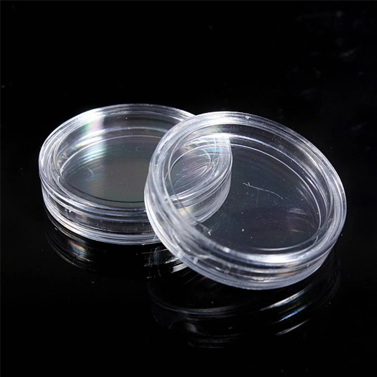 Scatola per capsule per monete in plastica trasparente rotonda piccola da 30 pezzi da 20 mm