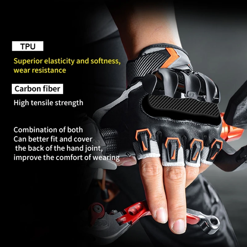 

Летние дышащие мотоперчатки без пальцев с защитой костяшек из карбона, прочные, для езды на мотоцикле и активного отдыха