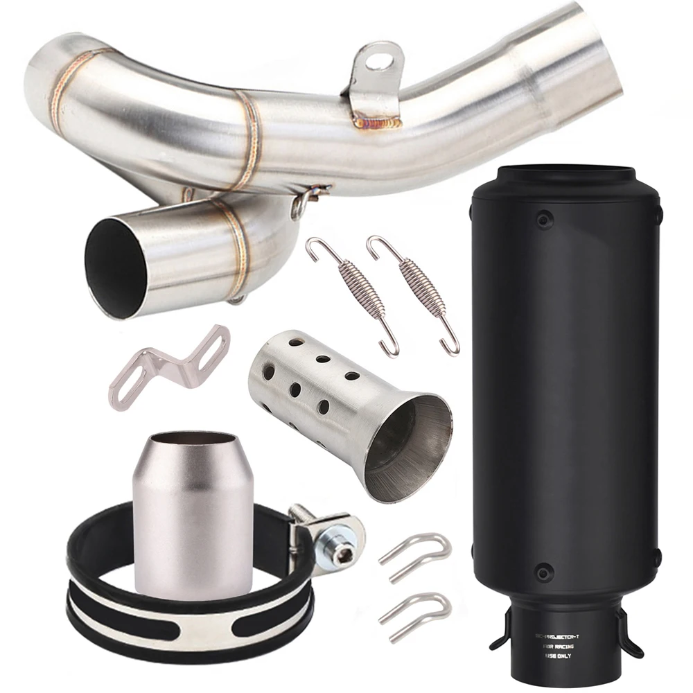 

Universal Motorcycle Exhaust Pipe for Kawasaki ZX6R ZX636 2009-2024 Mid Link Connector Muffler Tip Easy Slip-on Installation