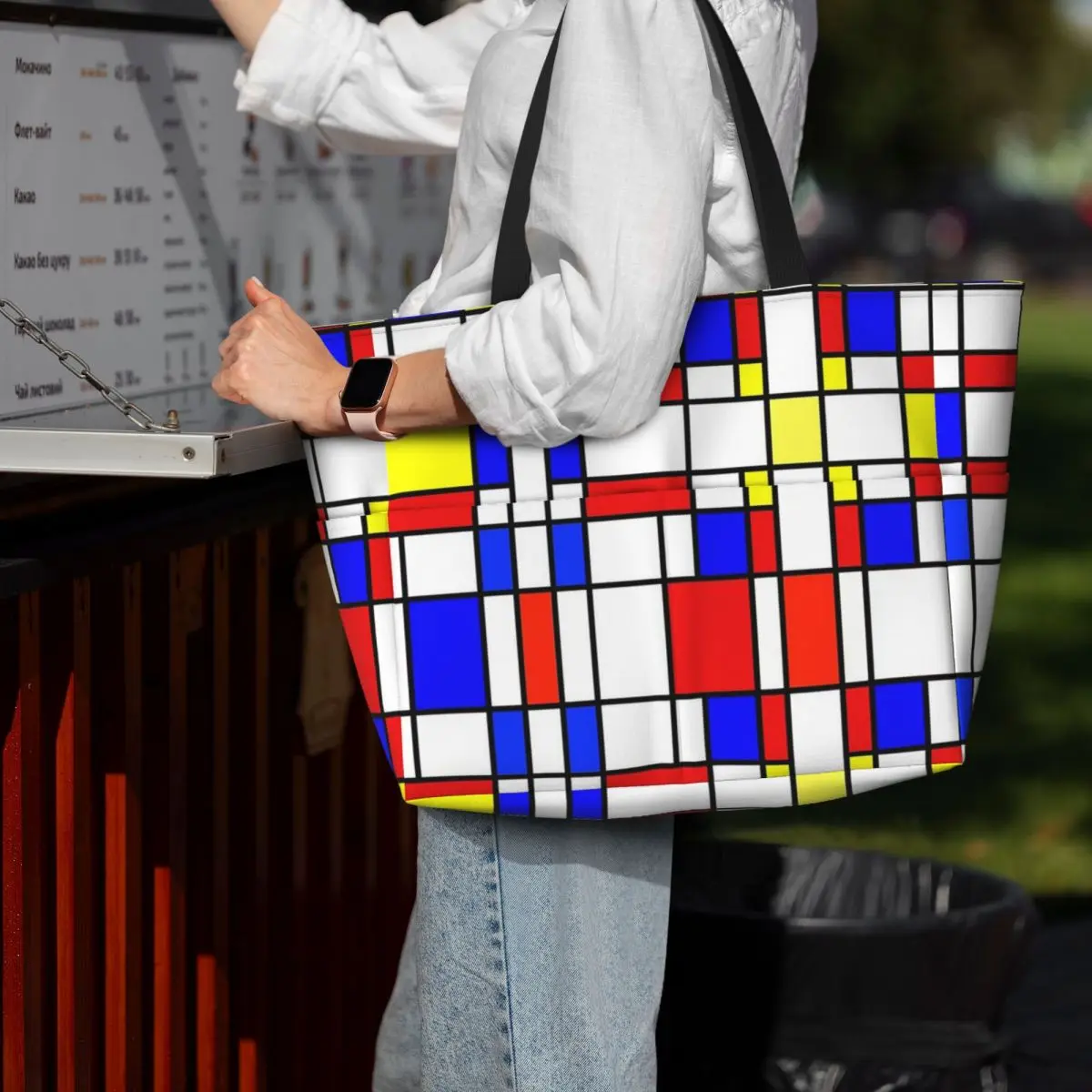 

Piet Mondrian De Stijl Beach Tote Bag Sport Gym Yoga Duffle Large Tote Bag Women Travel Bag Fitness bag