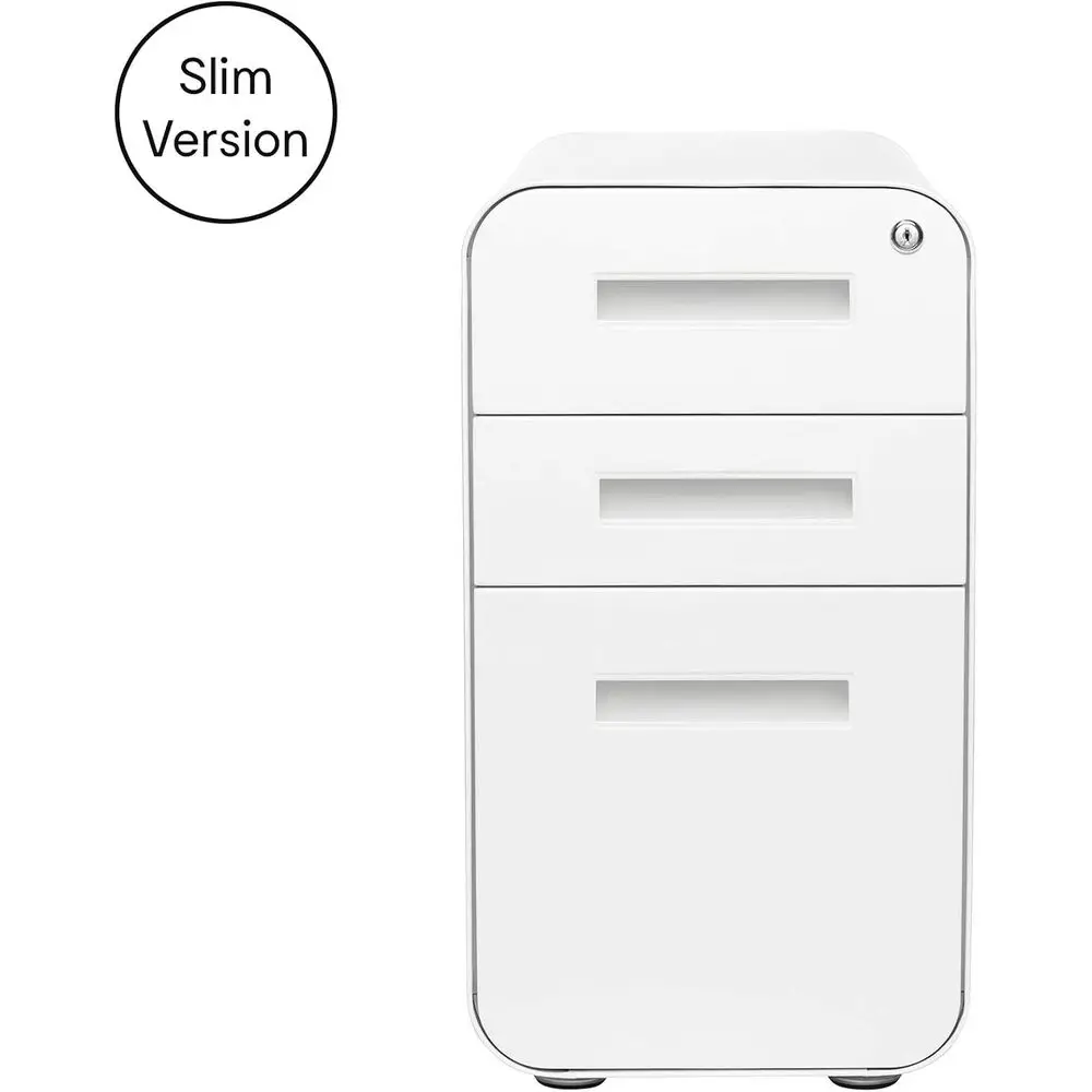 خزانة ملفات فولاذية متنقلة تحت المكتب، قابلة للقفل، حجم قانوني/حرف، أبيض، بعجلات #5