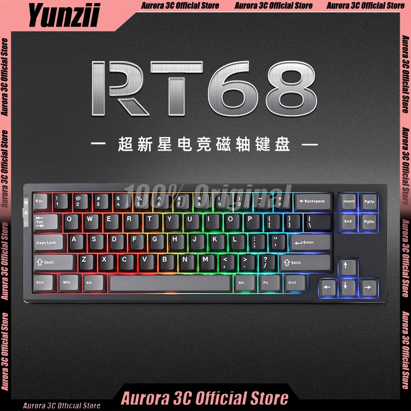 

Yunzii Rt68 Magnetic Switch Keyboard Wired Keyboard 68 Keys Keyboard Range Custom Adjustable Key Rapid Trigger Gaming Keyboard