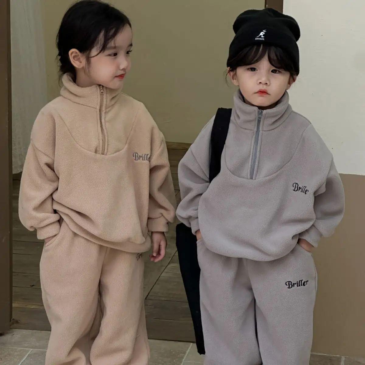 2-Piece Kids Suit Autumn Winter Girl Fashion Clothes Kid Thickened Fleece Top + Pants 1-10 Years Old Children Leisure Warm Set