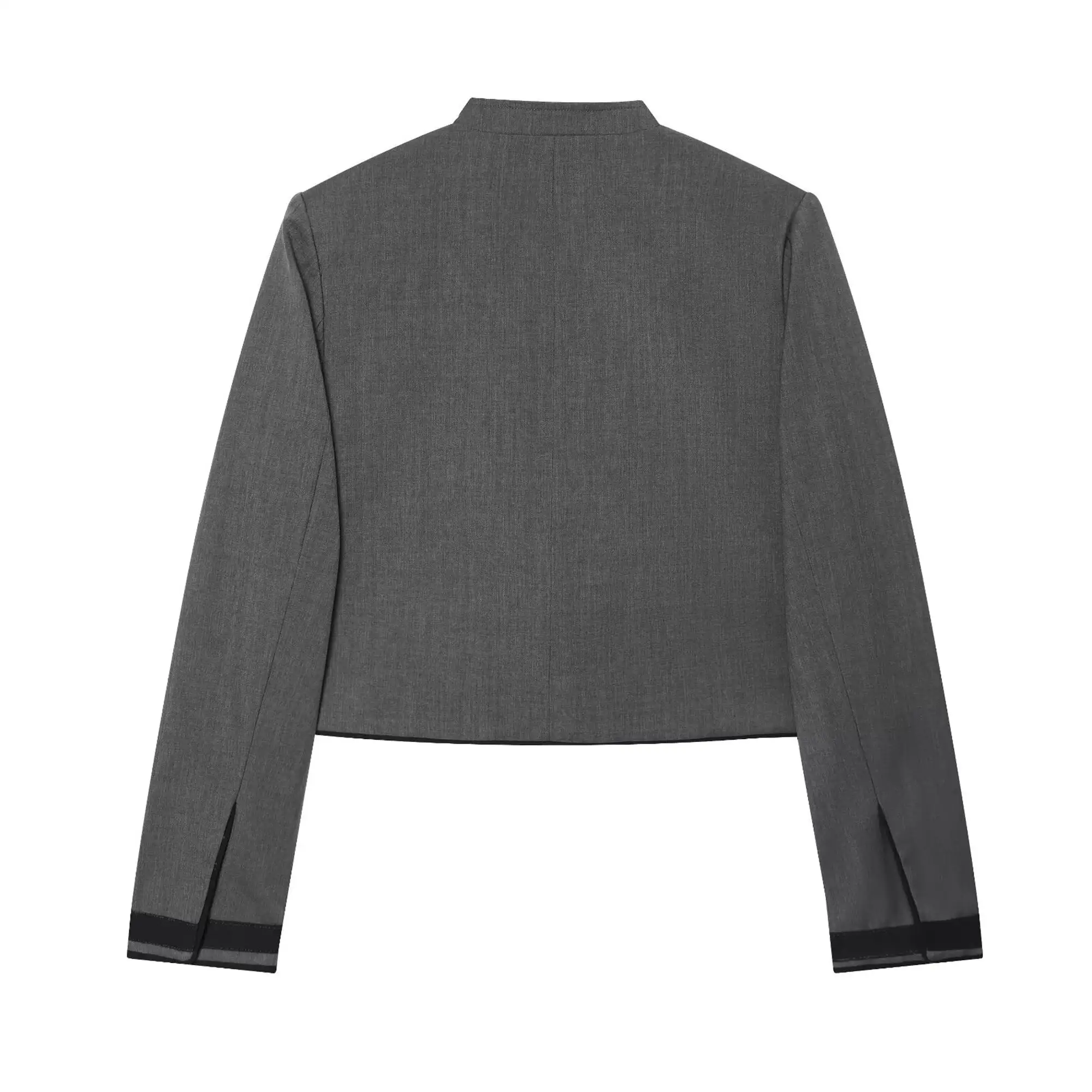 TFMLN Damen Freizeitjacke mit Knopfverzierung, schmal geschnitten, lange Ärmel, Stehkragen, kurze Jacken, Vintage 2026 Frühling Sommer Damen Oberbekleidung – Detail 3