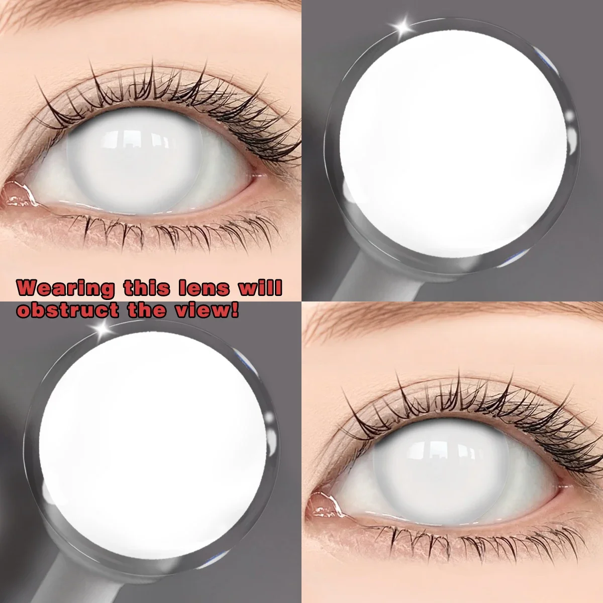 Lalens Weiße Blind-Block Farbige Kontaktlinsen Halbjährliche Weiche Linsen für Anime Cosplay Schwarze Cos-Kontaktlinsen für Coser Augen-Make-up – Detail 14