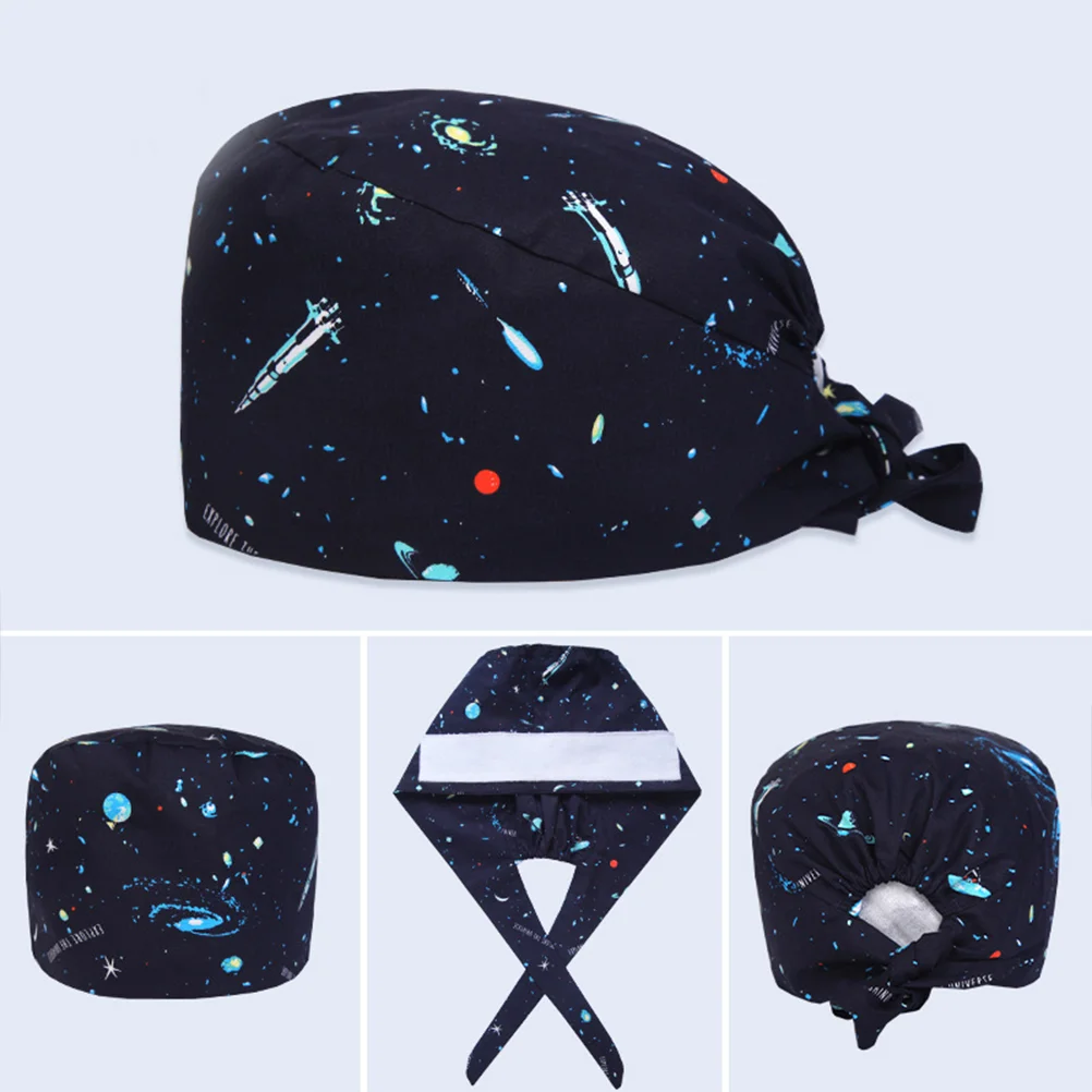 Sky Printed Hat Creative Doctor Nurse Working Hat Useful Protector for Daily Use with Sweat Towel