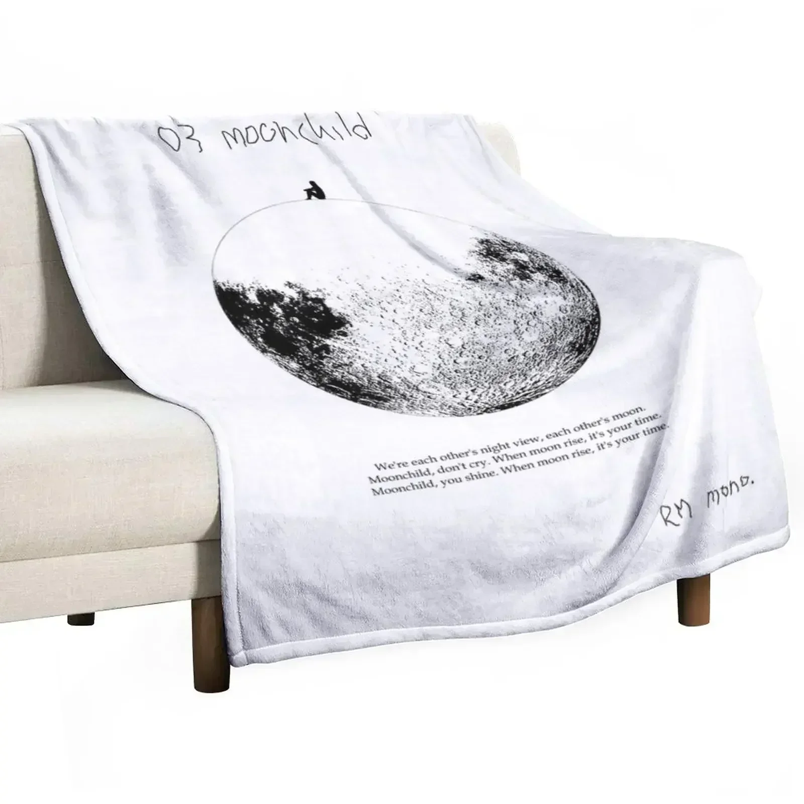RM Mono. - Moonchild Throw Blanket Bed Soft Personalized Gift Thermals For Travel Warm Vintage Blankets