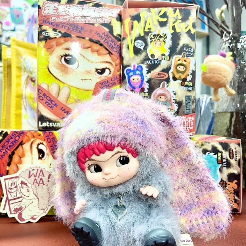 Wakuku Fuzzy Trendy Fun Party Blind Box Cute Action Figure Mystery Box Cute Doll Bag Pendant Toy Kid Surprise Christmas Gift Toy
