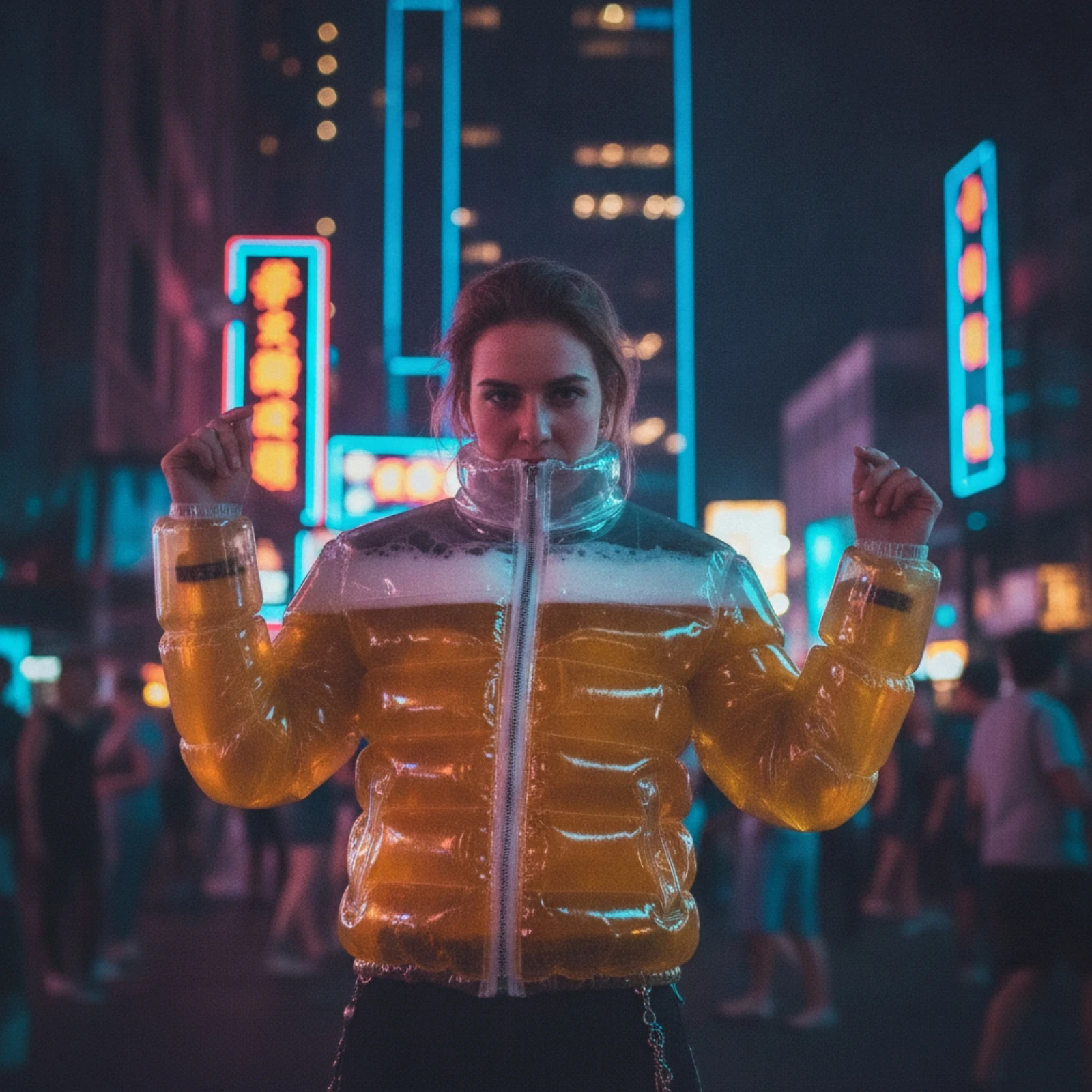 Inflatable Jacket Glossy Clear Jacket Apparel Cropped for Photo Shoots, Costume Parties