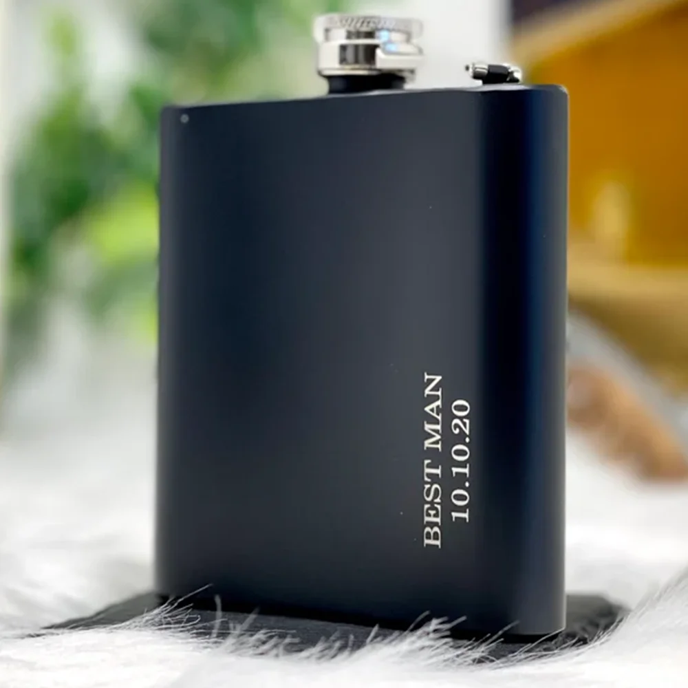 

Customized Personalized Pattern 6 Ounces Stainless Steel Black Hip Flask Outdoor Travel Portable Friends Family Gift Wholesale