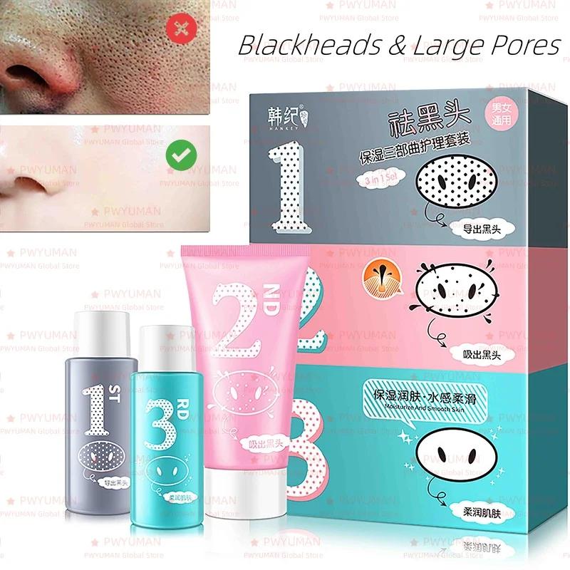 

Remove Blackhead Large Pores Serum Face Pore Shrinking Minimizing Firm Smooth Repair Moisturizer Oil Control Korea Skin Care Set