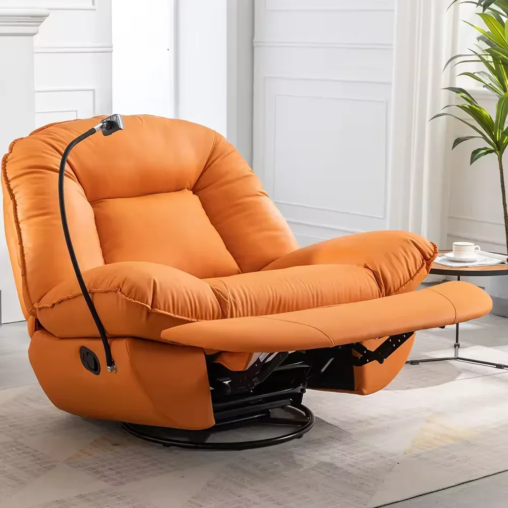 Electric Leather Reclining Sofa Functional Sofa Chair with Mobile Phone Holder