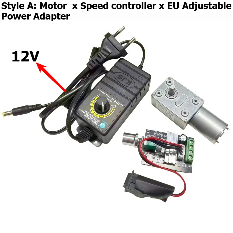 4632-370 Miniature DC Speed Reducer Motor 12V/24V with Adjustable Power Supply and Speed Controller