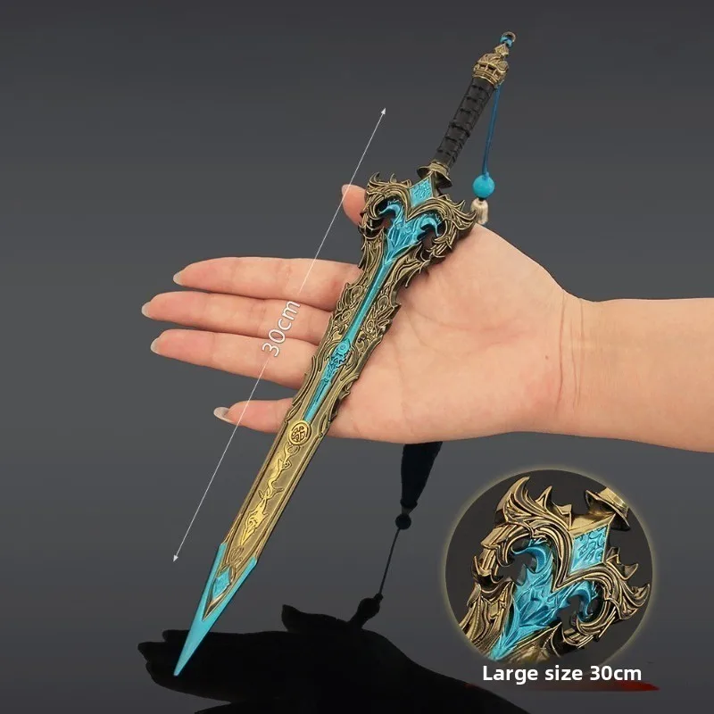 30 سنتيمتر/11.8in استثمار الآلهة السيف سلاح نموذج معدني أنيمي تأثيري الأجهزة الطرفية تحصيل عرض مكتب اللعب في الهواء الطلق