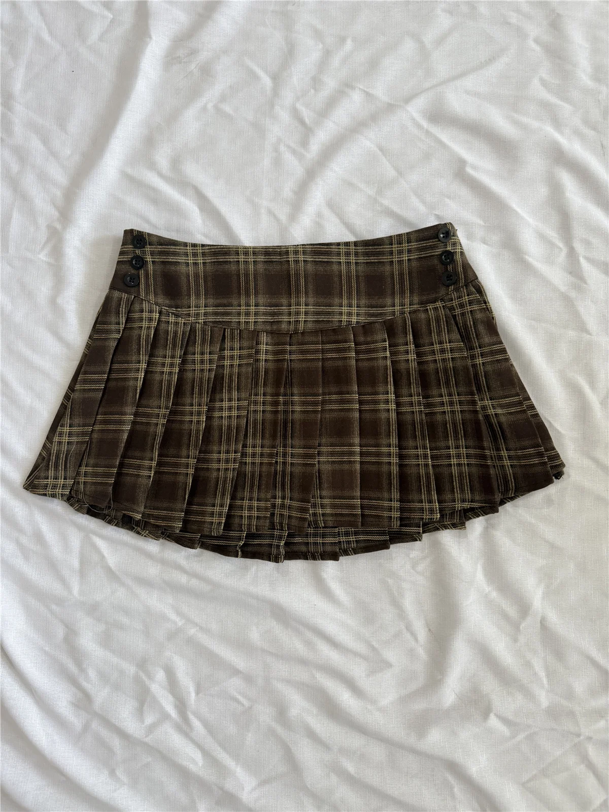 Summer Mini skirts fort woman vintage korean fashion plaid skirts for women y2k skirts pleated plaid skirts preppy style brown