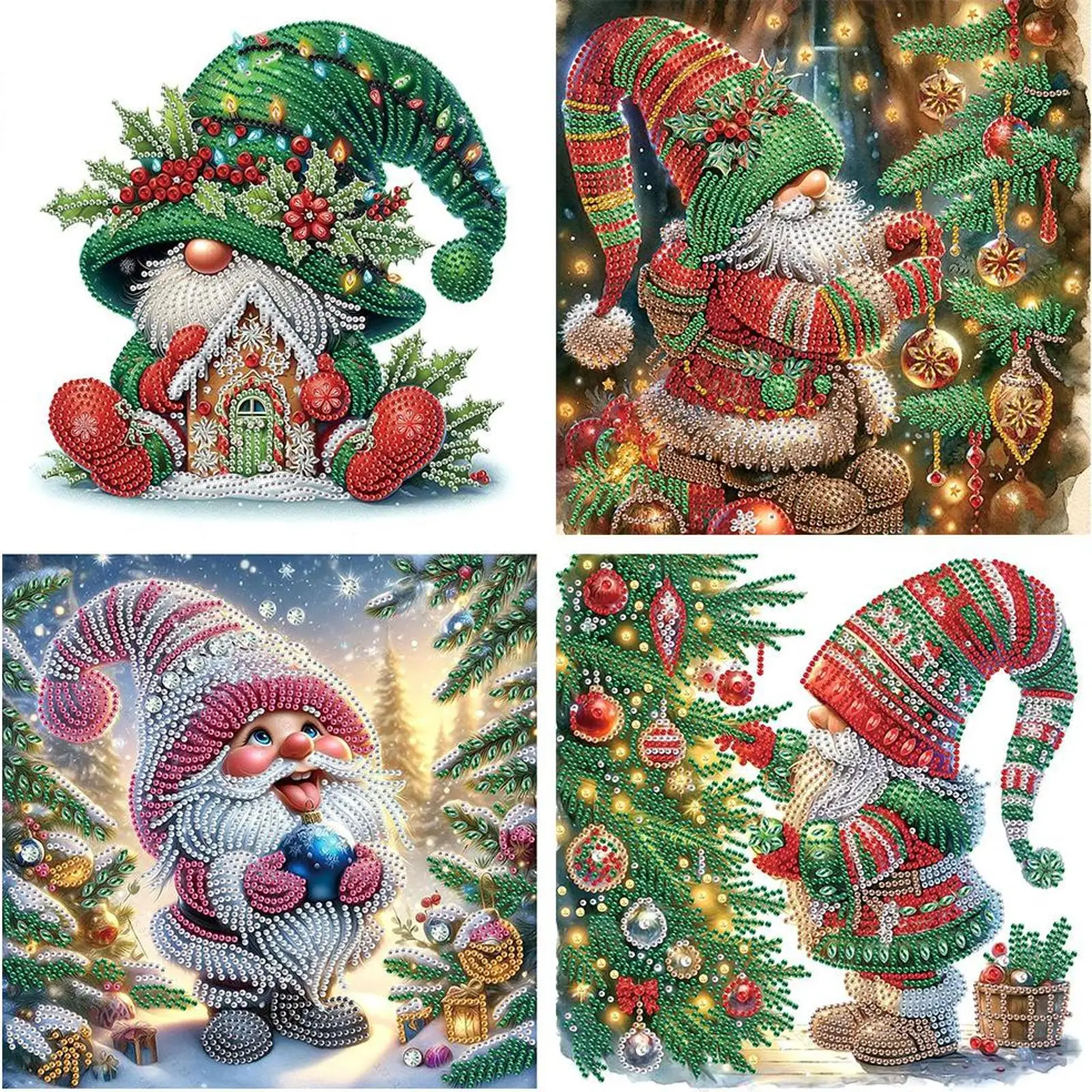

4PCS 30x30cm Christmas 5D DIY Special Shape Crystal Partial Diamond Painting Kit (C)