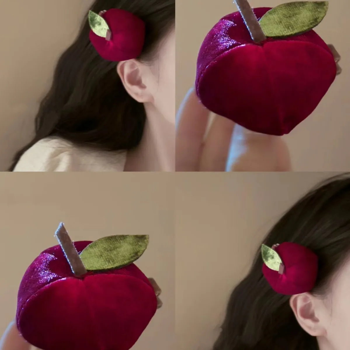 

Christmas vintage simple Christmas Eve red apple simulation fruit hairpin cute personality niche creative hairpin