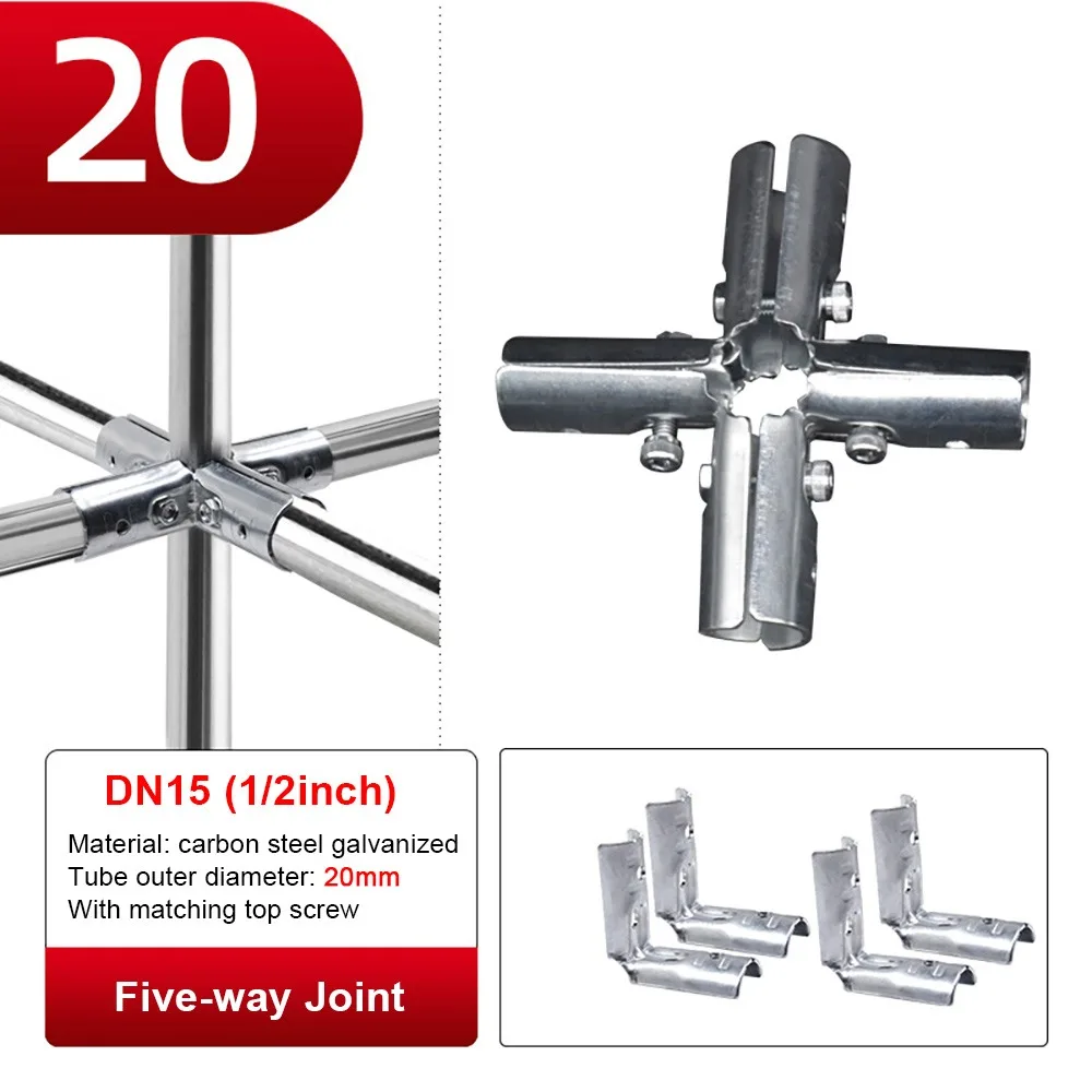 1Pcs New Carbon Steel Galvanized Pipe Joint Round 20/25/32mm Tube Connector Fixed Clamp Clothes Display