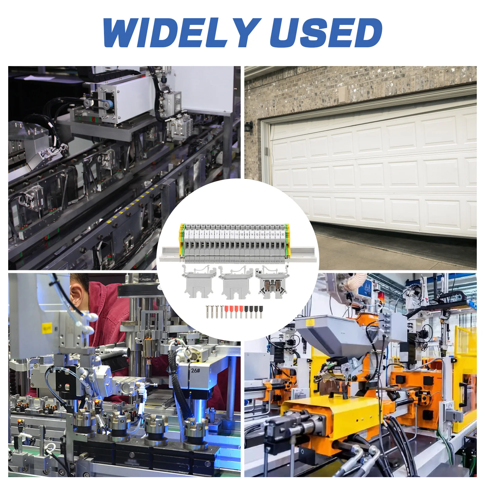 

DIN Rail Connector Ground Blocks Terminal Strips End Brackets Rubber Mounting Square din rail terminal blocks kit garage