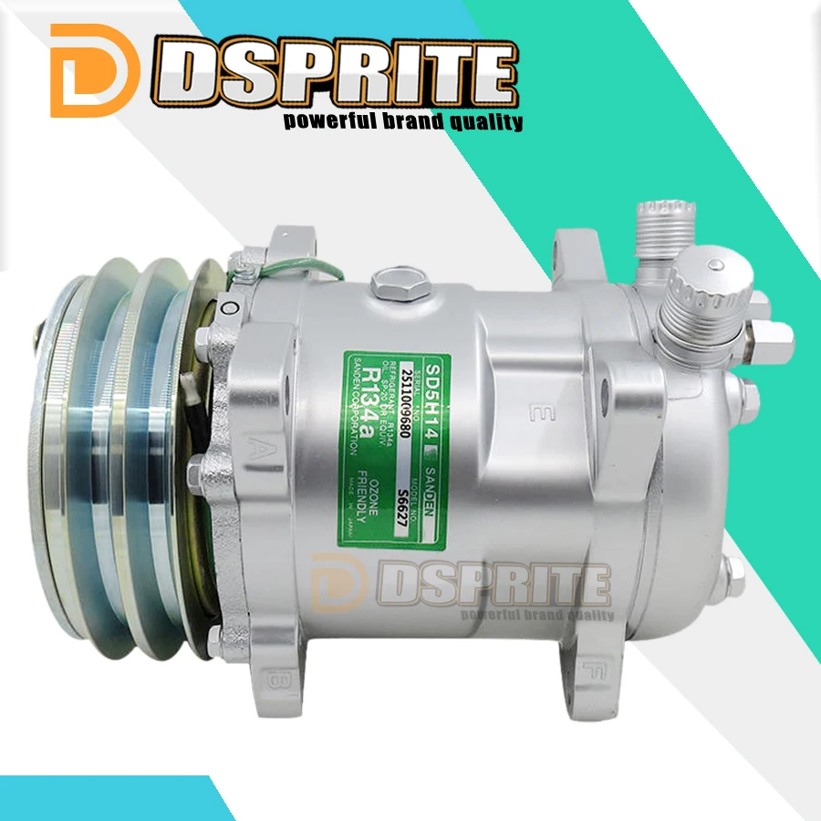 

SD508 AC Compressor sanden 5h14 Tractor Excavator Heavy Duty Truck 12V / 24V 2 Groove V Blet Pulley Sanden 508