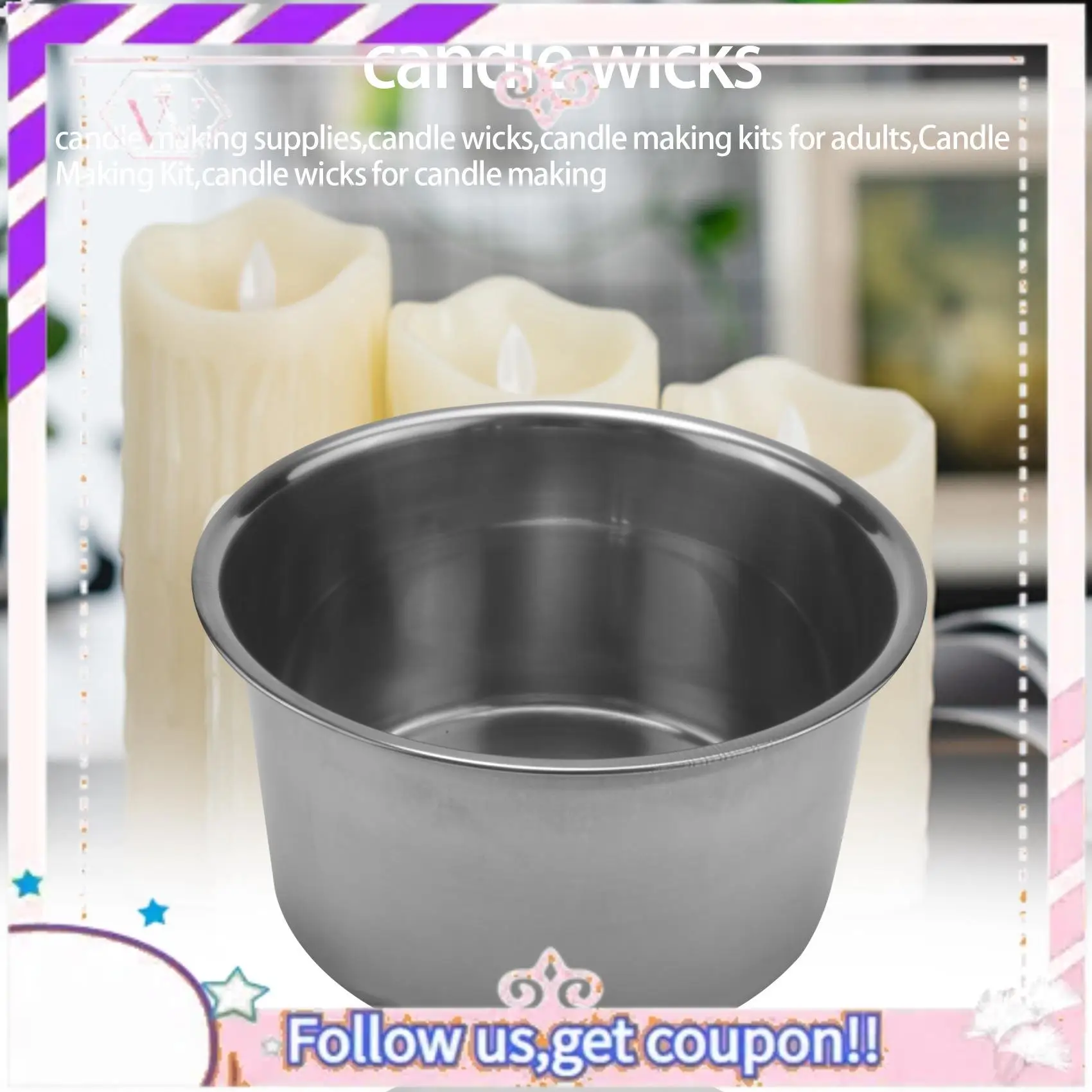 

Y74A-4 Set Stainless Steel Double Boiler Long Handle Wax Melting Pot, Pitcher & Mixing Spoon Candle Soap Making, DIY Scented Can