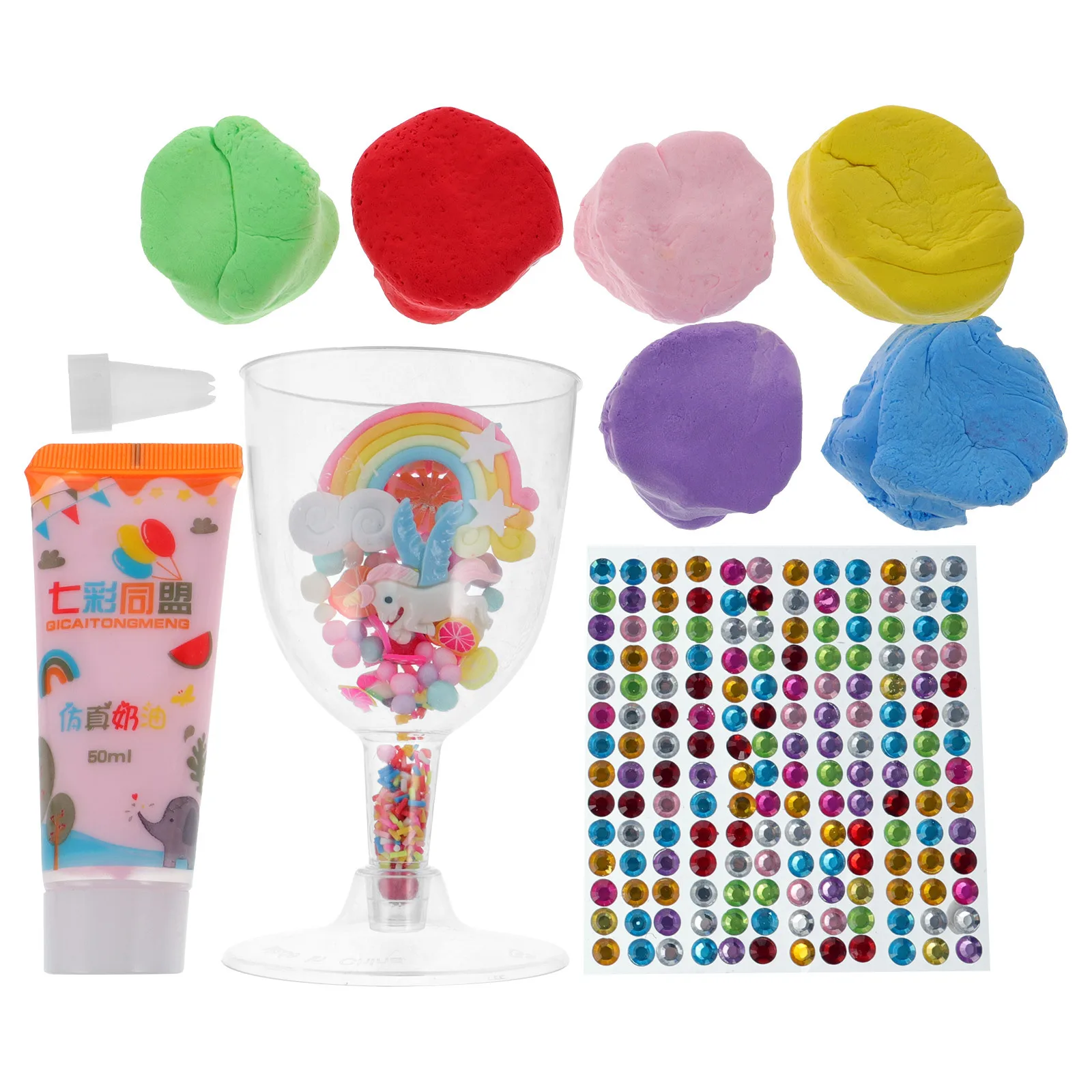 1Set Modeling Clay Kit Ice Cream Cup DIY Clay Material Kids Handmade Arts Educational Craft Supplies Kids Handmade Toys