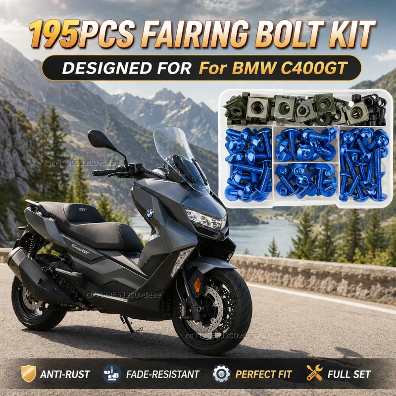 195Pcs Motorcycle Accessories Aluminum Fairing Bolt Screws Kit Nut Clips For BMW C400GT C 400GT C400 GT 2019-2022 CNC Fastener