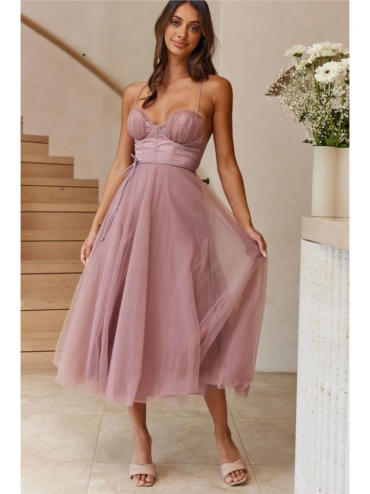 Chiffon Mesh Garn Spaghetti träger lange Kleider Frauen einfarbig sexy niedrig geschnittene rücken freie Schnürung Kleid trend ige Party Vestidos neu
