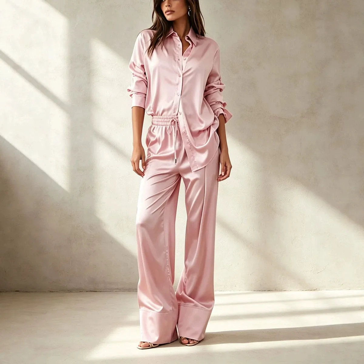 Long Sleeve Cropped Top Set Japanese and Korean Casual with Asymmetrical Design for Women Spring Summer Autumn Winter Minimalist