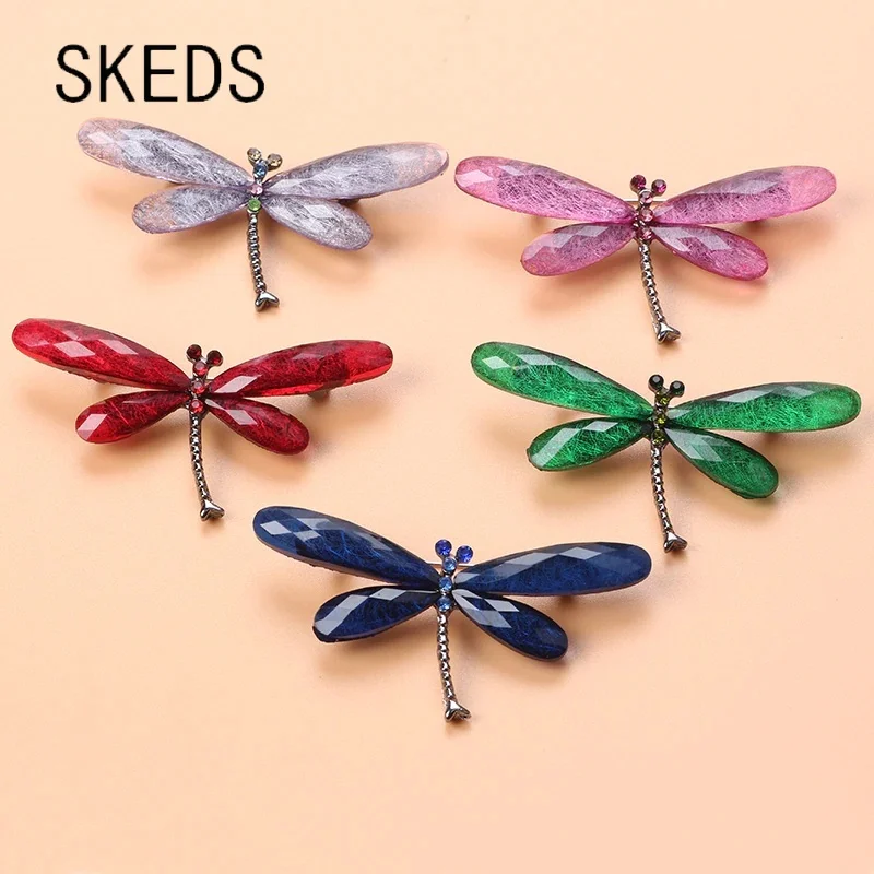 5 Colors Crystal Dragonfly Brooch For Women Men Oil Insect Classic Mental Brooch Pin Fashion Dress Coat Accessories Jewelry Gift