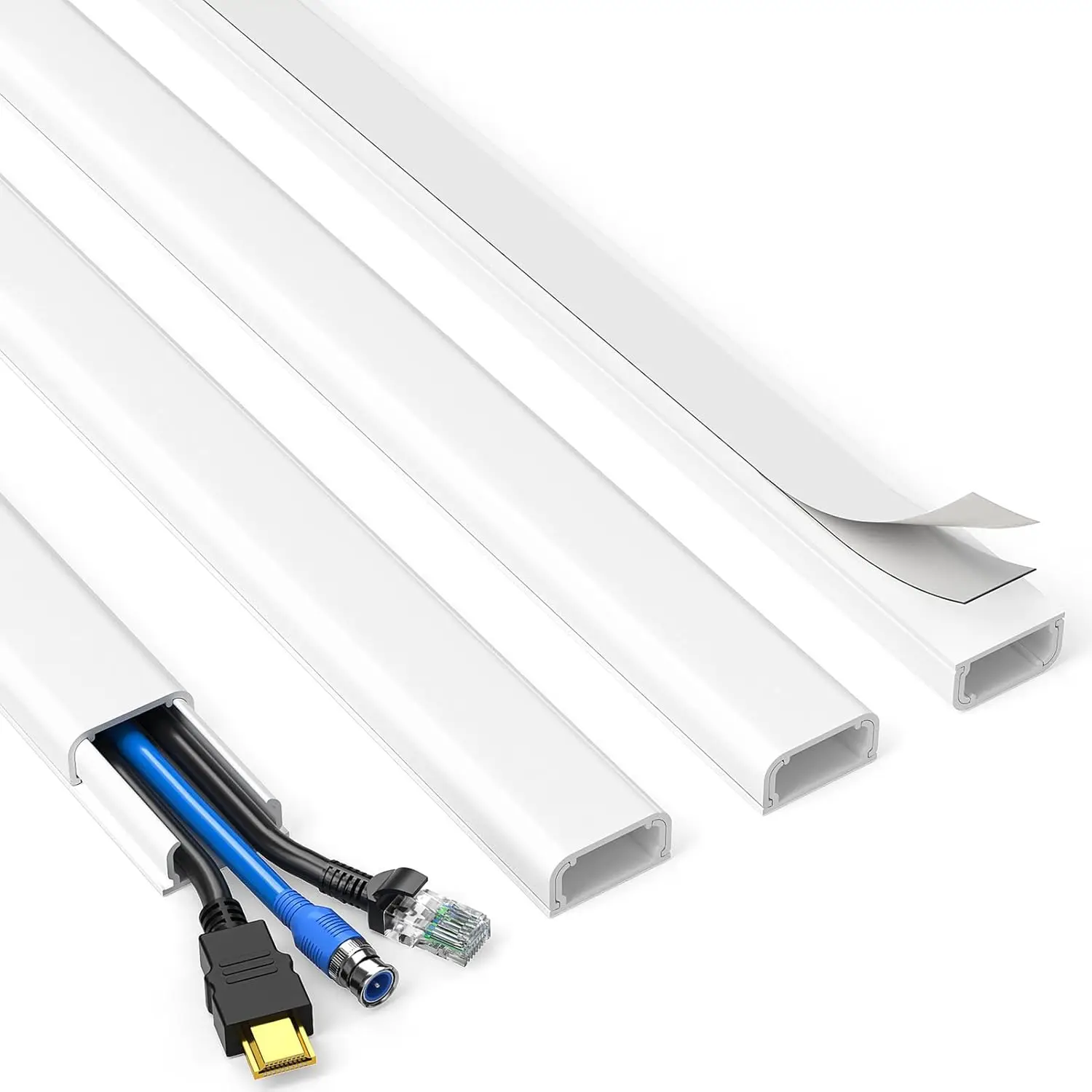 

TV Cord Hider for Wall, 4-Pack Paintable Cable Cover for 2-3 Wires, 0.94x0.47in White