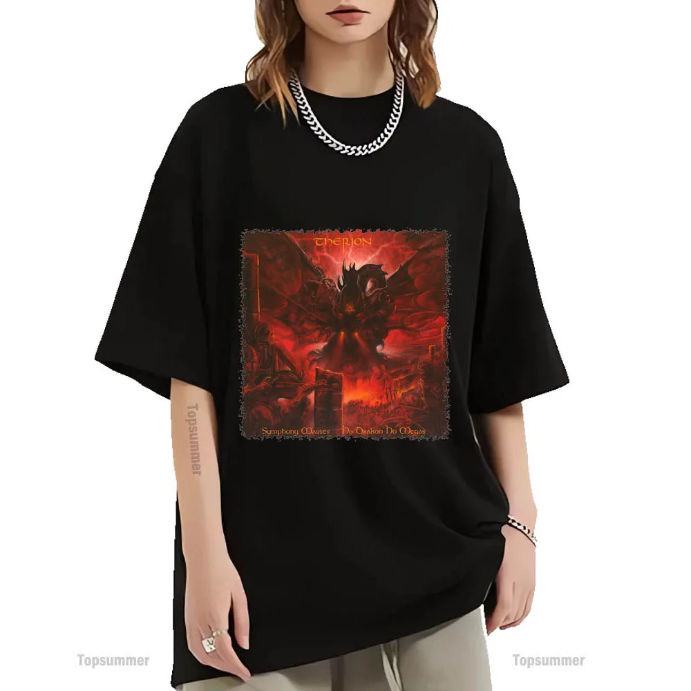 Symphonie Massen: Ho Drakon Ho Megas Album T-Shirt Therion Tour T-Shirt Damen Gothic Rock Black T-Shirts Herren Baumwolle Tops