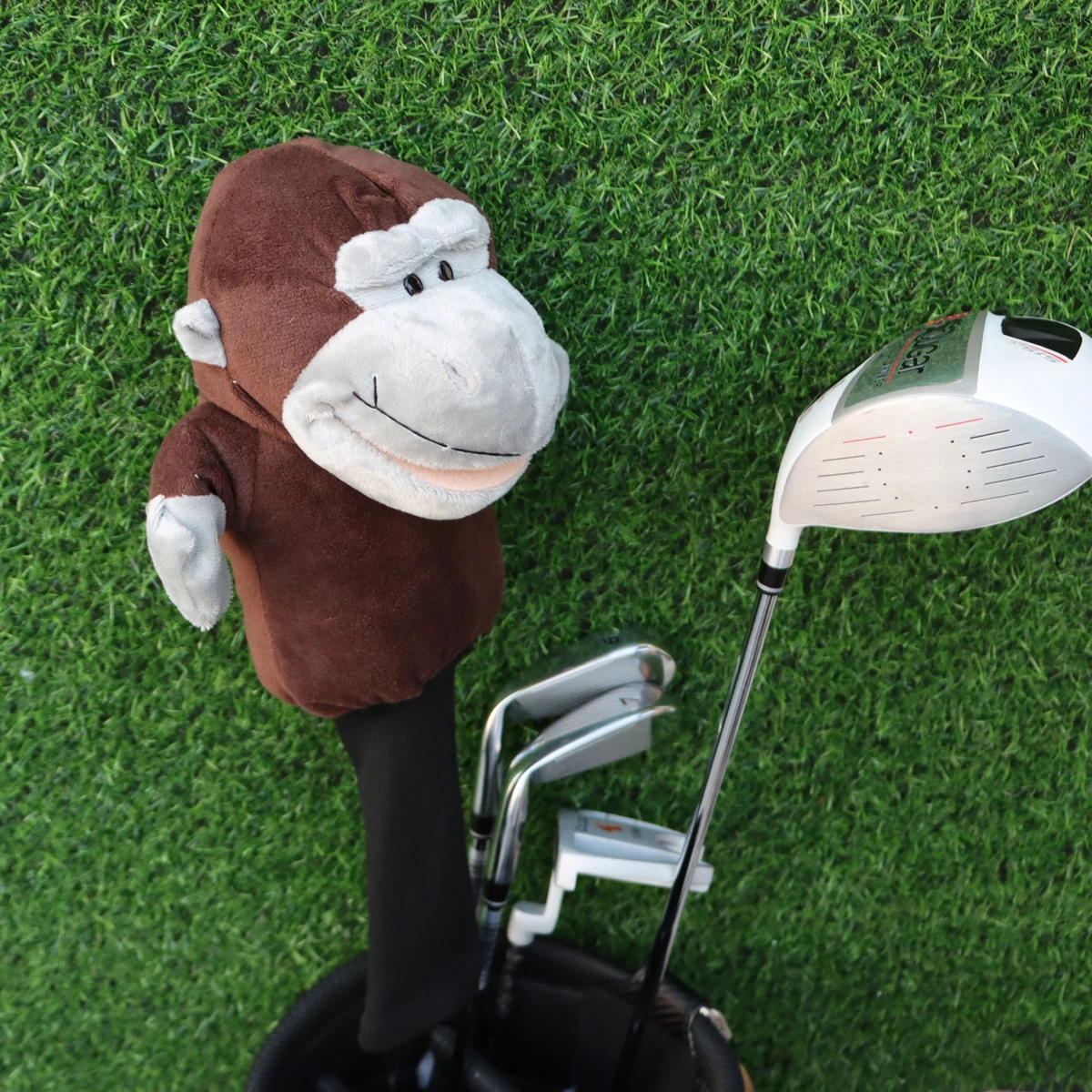 Cute Chimpanzee Golf Head Covers for Driver Fairway Club Headcover Protector Cover for Men and Women Golf Mascot Novelty Gifts