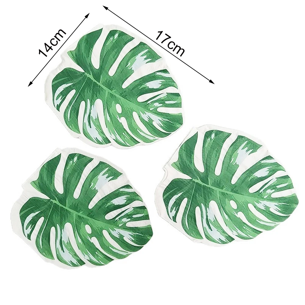 20–100 Stück tropische Palmblatt-Servietten, Einweg-Servetten für hawaiianische hawaiianische grüne Blätter, Badezimmer-Dekoration, tropisches Thema, Geburtstagsparty-Zubehör – Detail 1