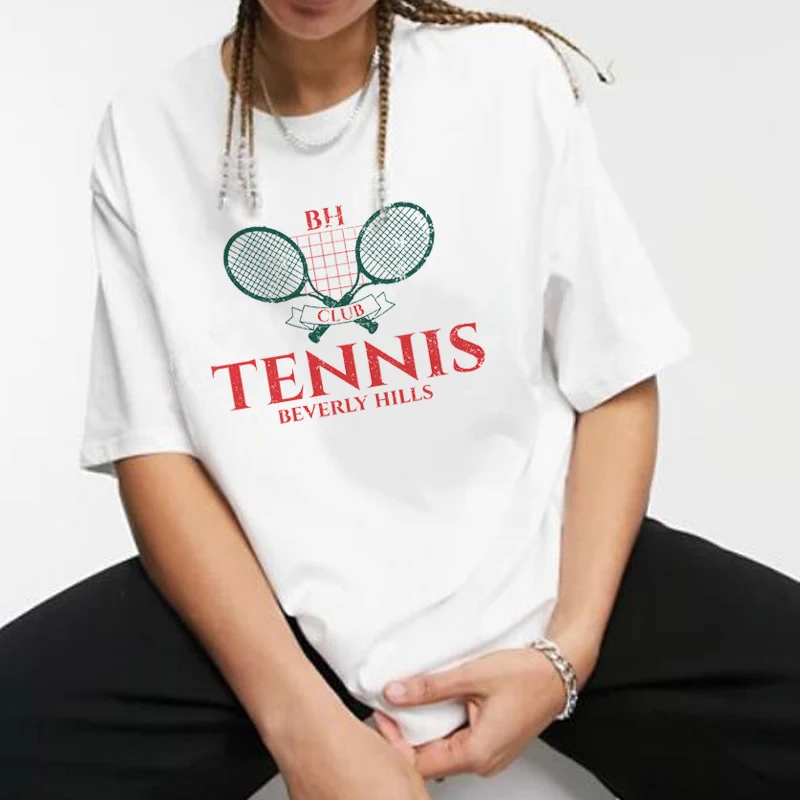 American Malibu Tennis Club Women Y2K Pink T Shirts For Female Short Sleeve Loose Cotton Summer Casual Printing Tees
