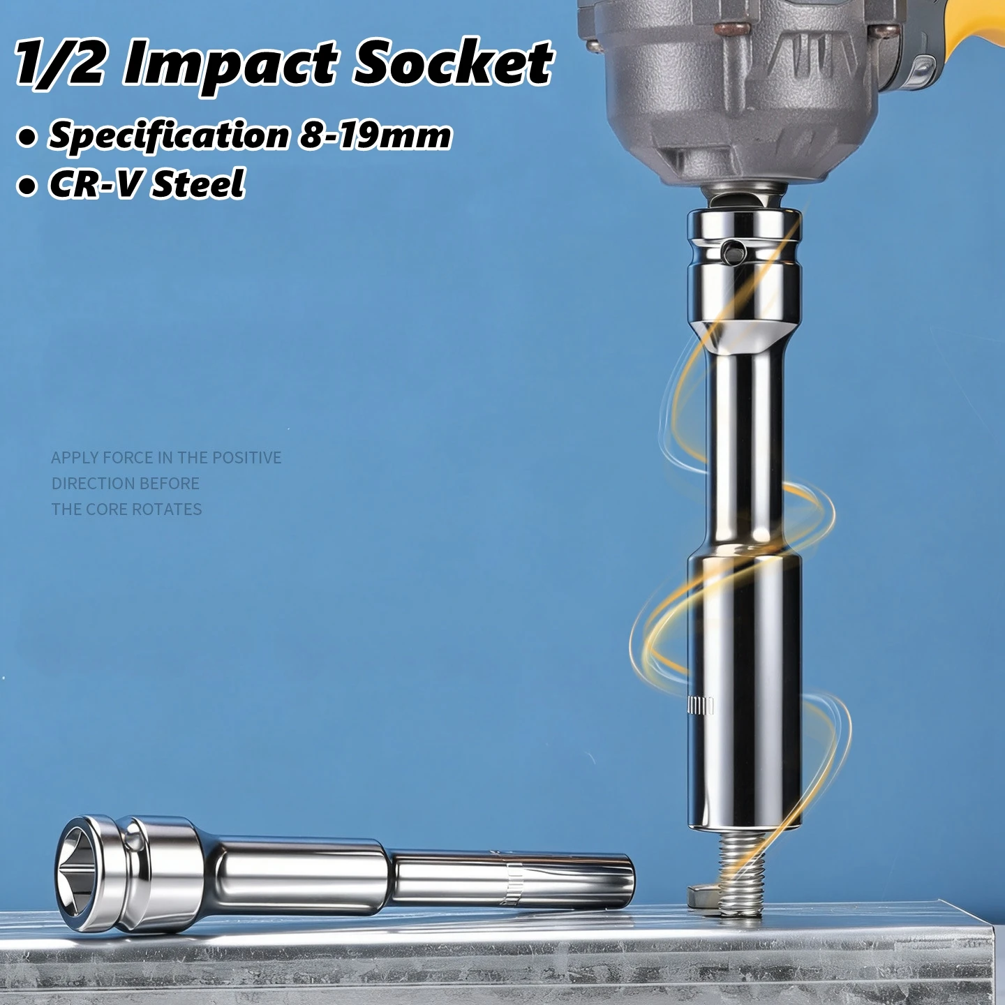 1/2Inch 8-19mm Drive Hex Impact Sockets CR-V Steel Impact Socket Deep Hexagon Socket For Electric / Pneumatic Wrench