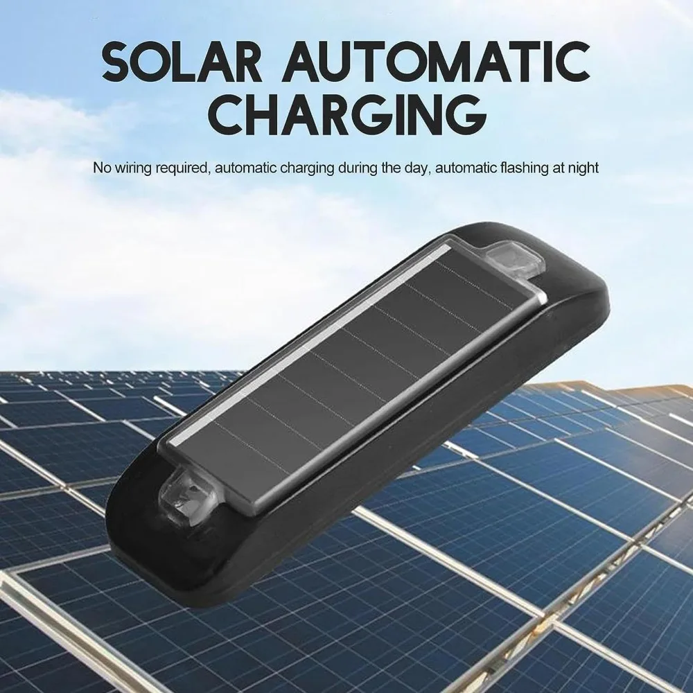 Solar Power Car Anti-theft LED Flashing Light Car Rear Collision Prevention Light Red-Blue Strobing Wireless Flash Warning Light