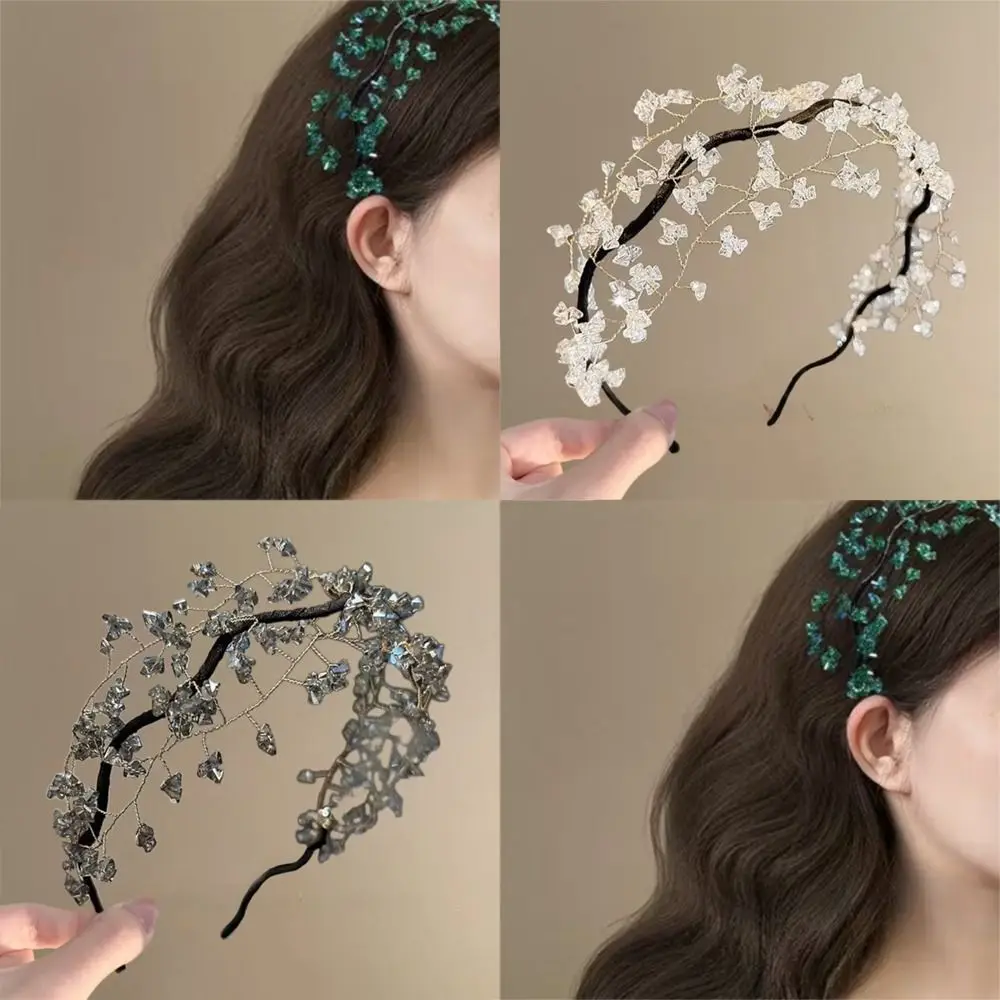 

Ретро сладкий хрустальный обруч для волос, плетение бусин, повязка для волос в лесном стиле, изысканный головной убор для девочек