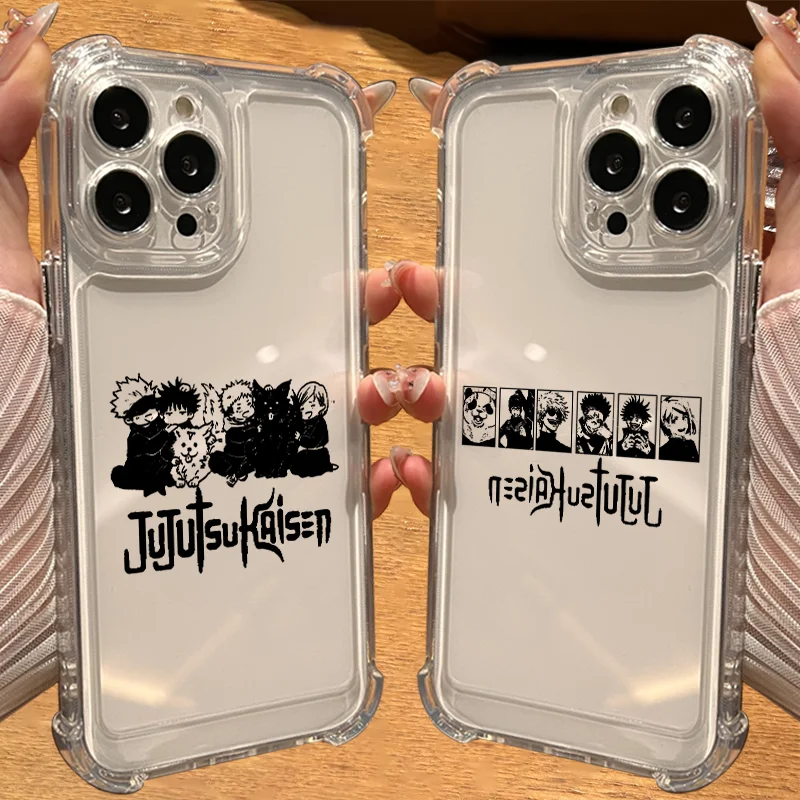 

Jujutsu Kaisen Anime For iPhone 16E 16 15 14 13 12 11 mini Pro Max Plus Four Corners Anti-Fall Transparent Phone Case