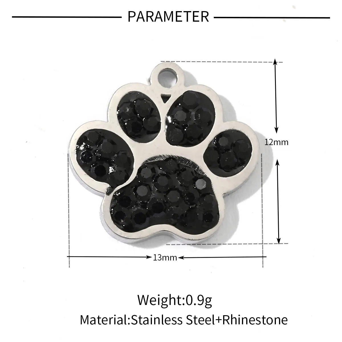 3Pcs/Lot  Stainless Steel Natural Semi precious Stone Charms Dog Paw Pendant For DIY Making Necklace  Fashion  Jewelry