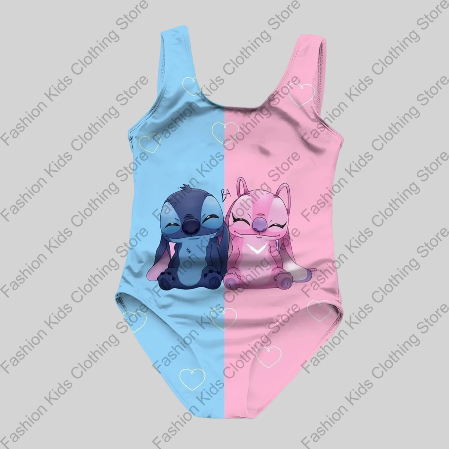 MINISO New Girls Summer Casual One-Piece Swimsuit Fashion Cartoon Cute Stitch 3d Printed Women Swimwear Sleeveless Swim Clothing