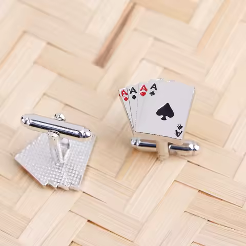 Funny AAAA Shaped Cufflinks Poker Ace Gemelos Mens Party Jewelry