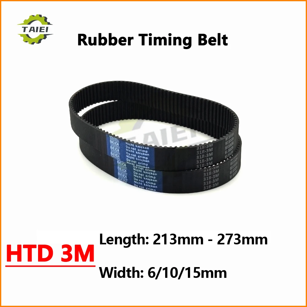 HTD 3M Timing Belt Length 213 216 219 222 225 228 231 234 237 240 243 246 249 252 255 258 261 264 267 270 273mm Width 6/10/15mm