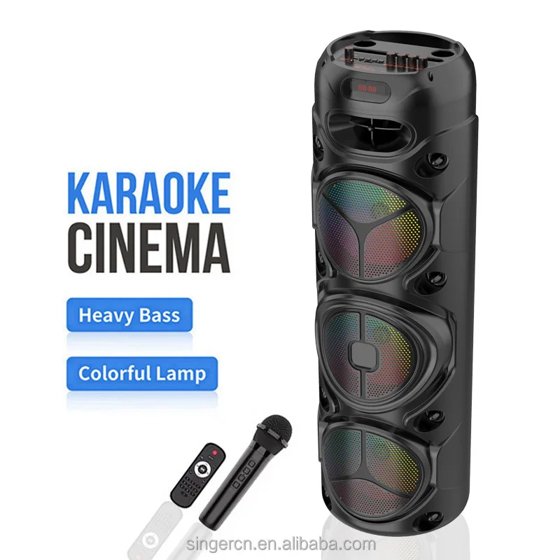 Outdoor Portable Waterproof Bluetooth Speakers Multifunction Wireless Subwoofer Square Dance High Power Music Centre with Mic