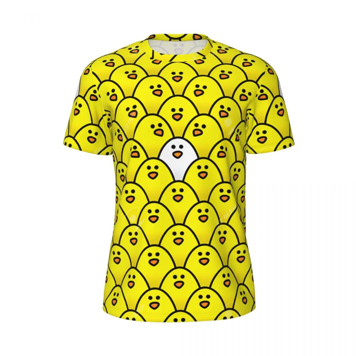 Yellow Birds With Lots Of Smiley Faces T Shirt Novelty Gym T Shirts Short Sleeve Breathable Tshirt Summer Oversized Top Tees