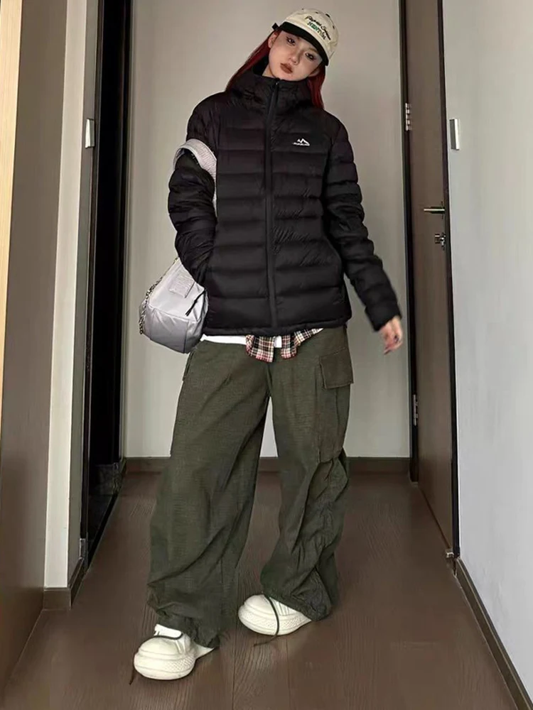Hiver nouvelle Version coréenne femmes coupe ajustée léger à capuche vers le bas coton Jaet chaud Couple manteau longue Sve fermeture éclair